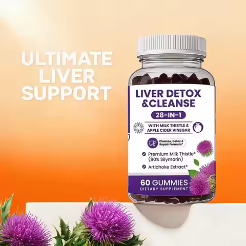 Milk Thistle Liver Support Gummies 28-in-1 Herbal Blend Apple Cider Vinegar Artichoke Daily Liver We