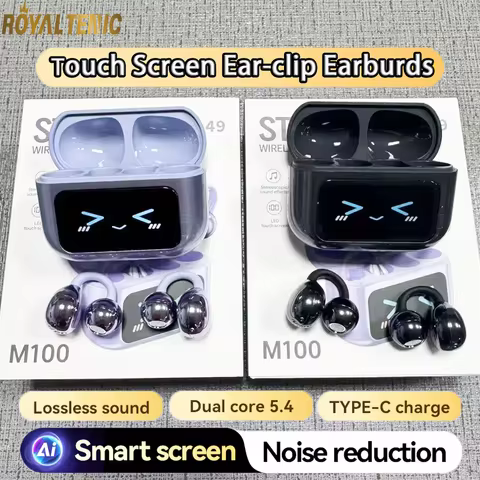 New M100 LED Screen Anti-loss Headphone AI Noise Reduction HIFI Sound Earphone OWS Ear clip Ear-hook