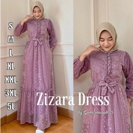 Zizara S M L XL XXL XXXL 5L Gamis Dress Brukat Mix Satin Kondangan Wanita Jumbo Ld 140 130 120 110