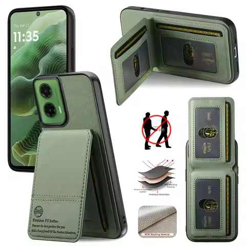 RFID Leather Card Case For Motorola Moto G67 G57 G37 G17 G86 G06 G54 G24 G15 Power G56 G66Y G66J G05