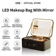 Makeup Bag with Mirror LED Light makeup organizer Cosmetic Bag Travel Size large-capacity Portable &