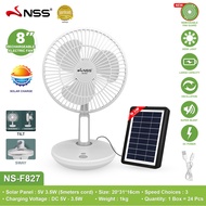 NSS Solar electric fan Rechargeable solar fan with panel solar electricfan with emergency light