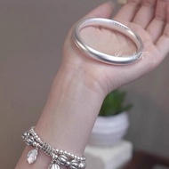 L & K [Pure Silver 999.9] Ancient Thick Bracelet, Matte Matte Plain Ring, Heart Sutra, Closed Silver