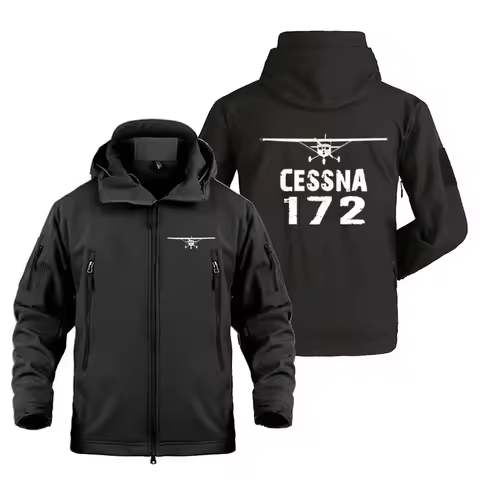 Pilots Aircraft Cessna 172 Aviation Flight Outdoor Military Tactical Shark Skin Man Coats Fleece War