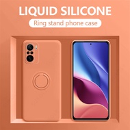 RANYERIO Ships with 24 Hours Liquid Silicone Microfiber Cloth Phone Case Cover with Magnetic Ring Holder For Xiaomi Redmi Note 10 Pro 9 9S 10S Mi 10T Lite 11 Poco X3 NFC F3 10T Lite
