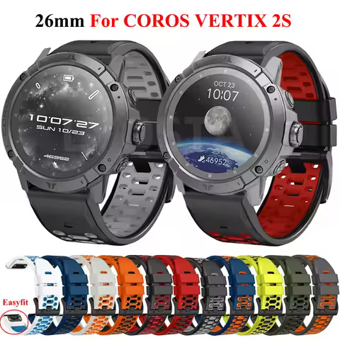 22 26mm Silicone Watch Strap for COROS VERTIX 2S 2 Smartwatch Quick Release Wristband For COROS VERT