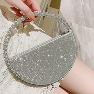 Niche Evening Bag, Small Rhinestone Round Handbag Ladies Rhinestone Banquet Bag French Dress Evening