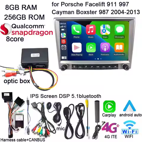 7862 720P Auto Android 12 8G+256G Car Radio Navigation GPS Player Carplay Bluetooth Wifi For Porsche