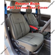 Semi Leather PVC Car Seat Cover - Perodua Bezza (Light Brown & Dark Brown Lining) - Sarung Kusyen Ke