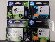 全新 HP 60XL黑色/63XL彩色/60黑色/61XL黑色/62XL黑色/62XL彩色/65黑色/65XL彩色 原裝墨盒 (已過期)