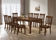 SOLID Rubber Wood 1 Dining Table 8 Dining Chair