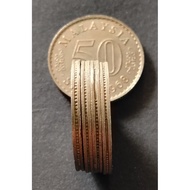 Duit Syiling 50 Sen 1968 Security Edge 5 pcs (Terbelah/Berlongkang)