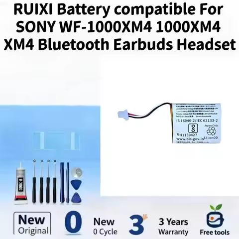 RUIXI Battery compatible For SONY WF-1000XM4 1000XM4 XM4 Bluetooth Earbuds Headset 702428 Batteries 