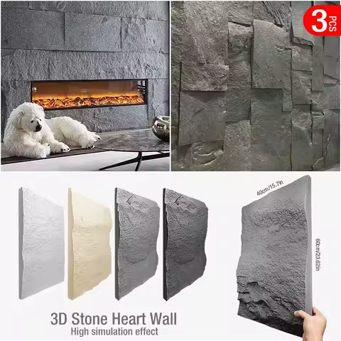 60x40cm high simulation stone 3D wall stickers stone brick wallpaper wall covering living room rhomb
