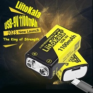 1-24PCS LiitoKala USB-9V 1100mAh  li-ion Rechargeable Battery Type-C USB 6F22 9V Battery for RC Heli