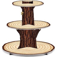 Wooden 3 Tier Cupcake Stand Decoration - Rustic Wood Cupcake Stand Decor for Camping, Birthday, Safa