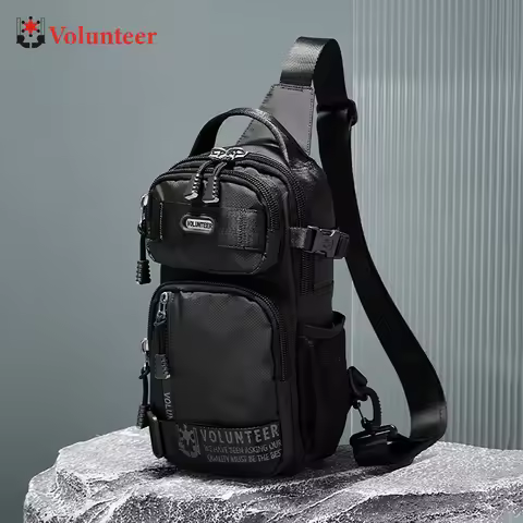 VOLUNTEER Shoulder Bag for Men Multi-pocket Stylish All-match Commuter Casual Oxford Cloth Travel Cr