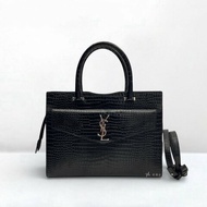 YSL包包 黑色Uptown small牛皮鱷魚壓紋兩用包