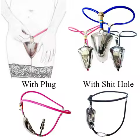 Manyjoy Male Stainless Steel Chastity Belt Invisible Pants with Anal Plug Butt Hole Adjustable Devic
