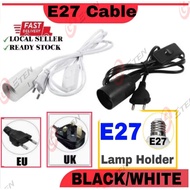 E27 Lamp Holder Cable with on/off switch white/black 1.5m