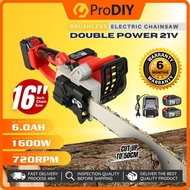 PRODIY 21V 16" Mini Chainsaw Cordless Pruning Cutter Chainsaw Battery Wood Cutter Gergaji Elektrik Gergaji Kayu Pokok