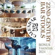 22nd-century Bar Stools Calendar 2025: 15 Months From Oct 2024 to December 2025 for Organizing & Pla