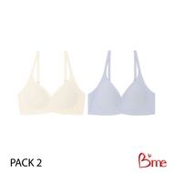 Bme เสื้อชั้นในไร้โครง ไร้ขอบ ไร้ตะเข็บ Level 1 ฟองน้ำบาง รุ่น ME1A3E (แพ็ค2ตัว)คละสี (สีครีม  สีเทา