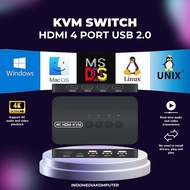 KVM Switch HDMI 4 Port USB 2.0 + Controller + Cable KVM switch HDMI 4 Port 4K KVM HDMI Switch 4 Port