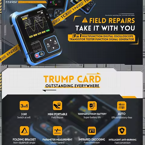 FNIRSI DSO-TC3 Multifunction Electronicests Transistor/ESR/Cap/Resistor 5Waveform Signal Generator I