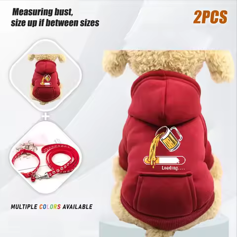2PCS Dog Clothes Pet Clothes Popular Fashion Hoodie Large, Medium and Small Pet Clothes Casual Warm 