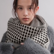MIST 系列 - 幽霧 * 連帽圍巾 點點 混織 灰 白 黑 保暖 圍巾