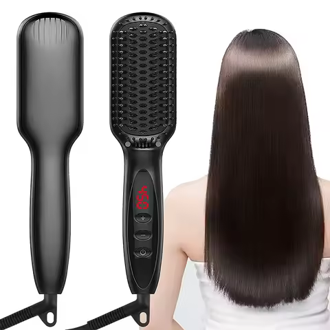 Hair Straightener Brush Comb Electric Hair Brushes Hot Comb Straightener For Hair Anti-scalding Cera