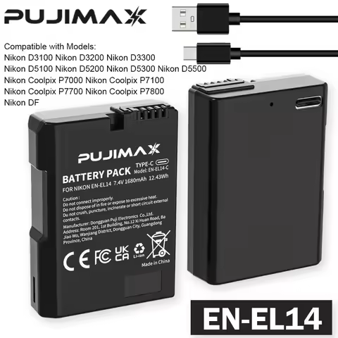 PUJIMAX 1680mAh EN-EL14 EL14 CAMERA BATTERY For Nikon P7000 P7100 P7800 P7700 D3100 D3200 D3300 D340