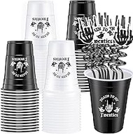 Jingmore 32 Pack Gothic Death to My 20s Party Decorations Includes 16 Pcs 16 oz Thick Plastic Tumble