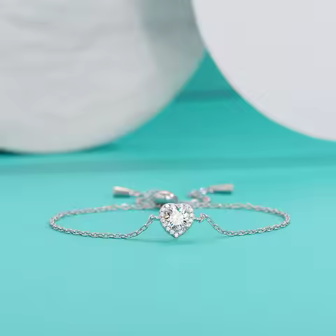 0.5CT Moissanite Round VVS1 Tennis Bracelet 925 Sterling Silver Fine Jewelry for Women Lab Grown Pla