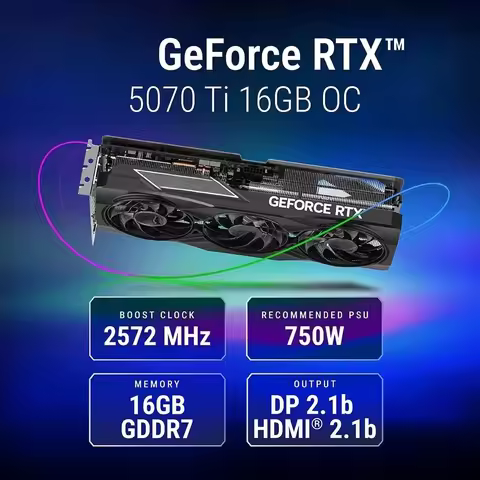 5070 Ti OC Triple Fan, Graphics Card (16GB GDDR7, 256-bit, Boost Speed: 2572 MHz, PCIe® 5.0, HDMI®/D