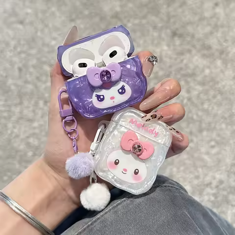 Stereoscopic Diamond Studded Bow Sequins Case Lightweight Anti-Drop Sanrio For Melody Kuromi For Air
