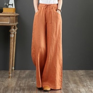 Women Linen Pants High Waist Wide Leg Plus Size Casual Long Pants