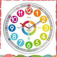 Wall Clock for Kids Silent Colorful Teaching Time Clock Decorative for Kids Room Classroom School