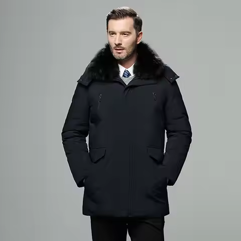Canada Winter Jacket For Men Down Jacket Medium Long Warm Goose Down Coats Parkas Fur Collar Waterpr