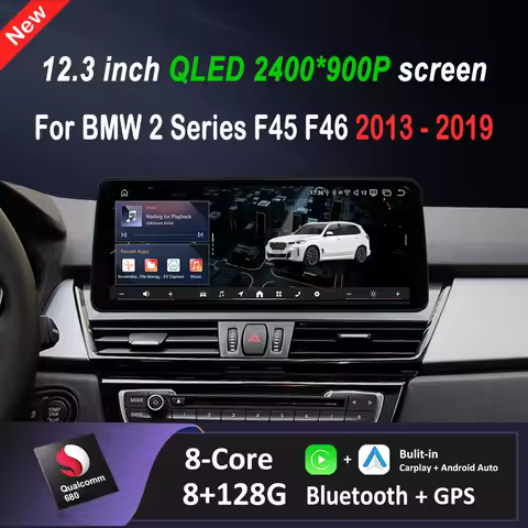 Android 15 Car Radio Video Multimedia Player for BMW 2 Series F45 F46 2013 - 2018 2019 NBT EVO QLED 