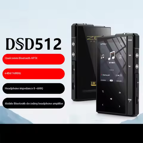 MP3 Portable Player DSD512 Lossless Bluetooth HiFi Music Player Bluetooth APTX 64Bit/768KHz Headphon