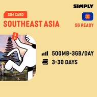 SIMPLY South East Asia | Malaysia + Indonesia + Thailand | 3 - 20 Days | Daily 500MB - 3GB + Unlimit