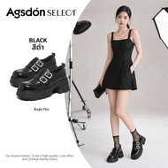 Agsdon | รองเท้าหนังหุ้มส้นเตี้ยสำหรับผู้หญิง ทรงล้อเฟอร์