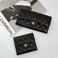 Y2089-CHANEL黑荔枝皮金釦下蓋長夾AP0241