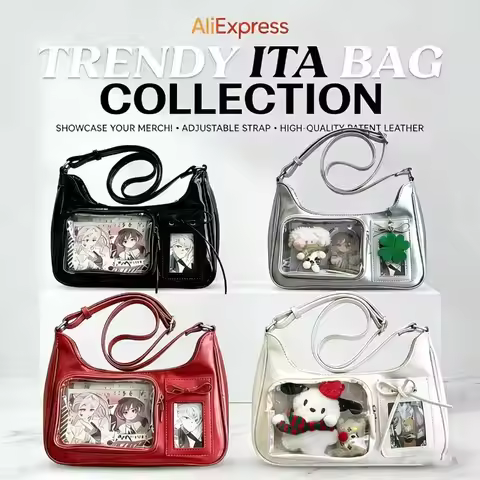 Y2k Ita Bag Y2k Harajuku Shoulder Bag Women Korean Transparent Ita Bag School Crossbody Bag Female J