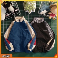 Long Sleeve Coat Men Jacket Mens Color Block Vintage Baseball Jacket Windproof Coat for Spring Fall