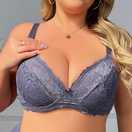 PARIFAIRY Plain Floral Lace Bra for Woman Big Size Bra with Wire no Foam Thin Lingerie 38C-44C 38D-4