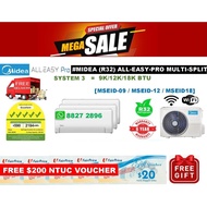5 TICK Midea R32 *WIFI* System 3 aircon + FREE 72 Month Warranty + FREE Delivery + FREE Site Survey 