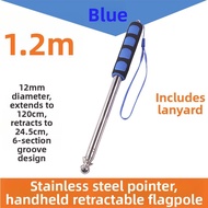 Stainless Steel Extendable Teaching Cudgel Outdoor Guide Flag Pole Non-Slip Teachers Specialized Cud